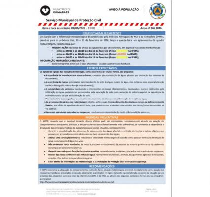 Aviso &agrave; Popula&ccedil;&atilde;o 06/2026 de SMPC &ndash; PRECIPITA&Ccedil;&Atilde;O PERSISTENTE